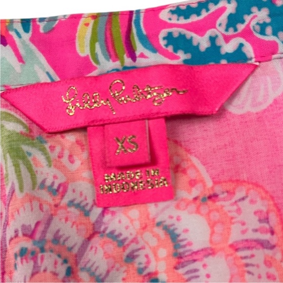 Lilly Pulitzer Quinna Top Pink Isle Shell Me Something Goo XS - Picture 6 of 9